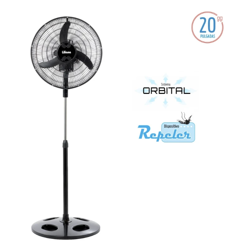 Ventilador De Pie Liliana Vprn20 Orbital Con Repeler Negro 20 Cm 50-60 Hz Plástico