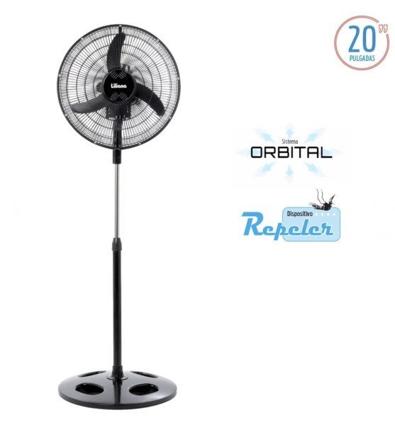 Ventilador De Pie Liliana Vprn20 Orbital Con Repeler Negro 20 Cm 50-60 Hz Plástico
