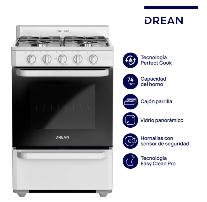 Cocina Multigas 56 Cm Blanco Drean Cd5602ab0 color Blanco