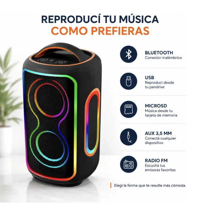 Parlante Soul Bluetooth Nitro Mood Xm2750 80w Led-rgb Negro